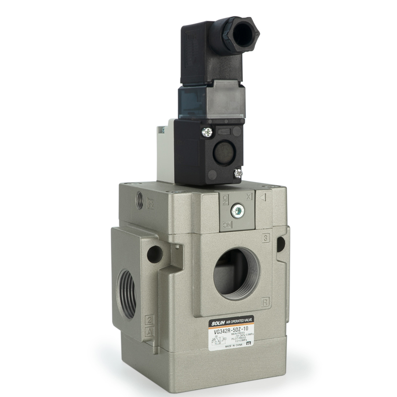 Katup Solenoid Poppet yang Dioperasikan Pilot 3 Arah Seri VG342
